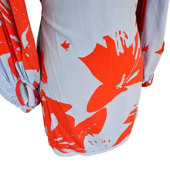 Bardot Camilla Blue Orange Floral Off-the-Shoulder Dress Sz 12 - Picture 4 of 14